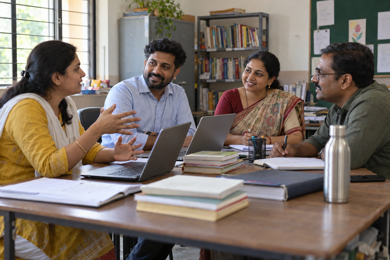 Teachers planning lessons together
