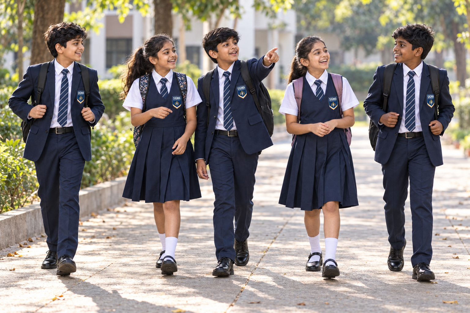 Sigma Horizon School students walking through the campus